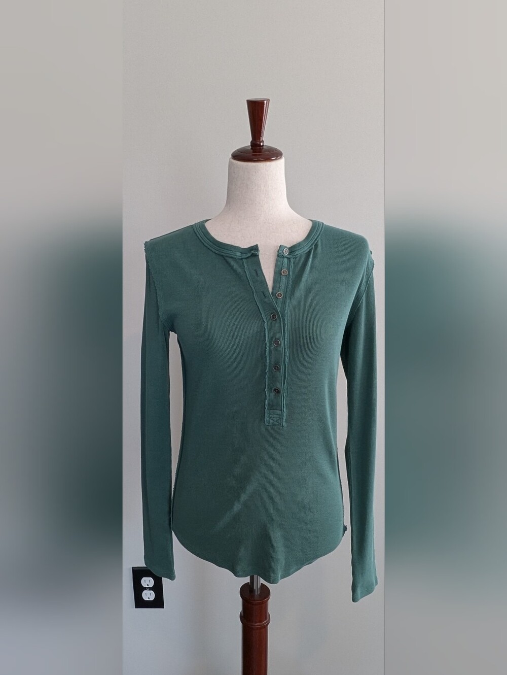 Free People We the Free Jamie Henley Long Sleeve Top Green NWT Size Medium